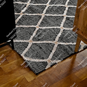 Handmade Cotton Jute, Dhurrie Rug, Bohemian Nordic Scandi Rug Customization in color and size Vintage Jute Rug Large Area Cotton Dhurrie Rug