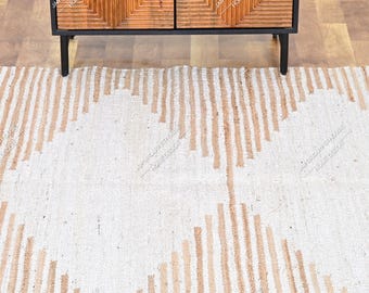 5X8,9X12ft White and Natural Hemp Jute Rungs-Extra Large Jute Rugs Jute Rugs ,Handmade Off White Hemp Jute Rug Boho Farmhouse Hallway Runner