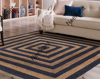 Handwoven Jute Rug Bohemian Braided Area Rug, Natural Fiber, Handmade Turkish Rug, Natural Fiber Rug Bohemian Rug, Jute Rug