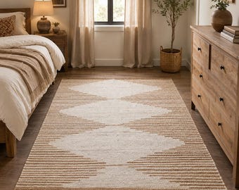 5X8,9X12ft White and Natural Hemp Jute Rungs-Extra Large Jute Rugs Jute Rugs ,Handmade Off White Hemp Jute Rug Boho Farmhouse Hallway Runner