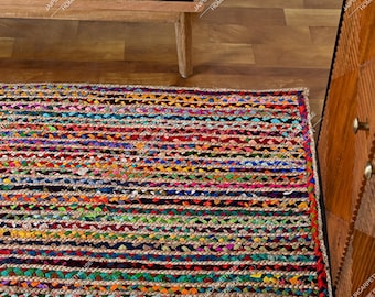Multicolor Handmade Rectangle Rugs, Braided Cotton Jute Rug Home Décor Rug Kitchen Décor Rugs, Braided Rugs for Home, Rag Rugs, Custom Size