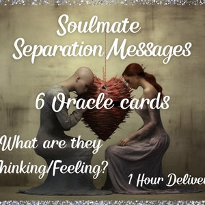 Soulmates in scheiding - Verborgen gedachten en gevoelens - Wat denken ze? - Oracle-lezing van 6 kaarten - 1 uur bezorging - Berichten van DM/DF