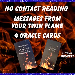 Twin-Flame Oracle Reading, Hidden Thoughts, Feelings, No Contact, 4 Cards, 1 Hour Delivery, Same Day