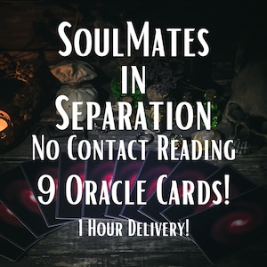 Soulmates in Separation, What Are They Thinking, Hidden Feelings , 9 Card Oracle Reading, 1 Hour Delivery, Same Day