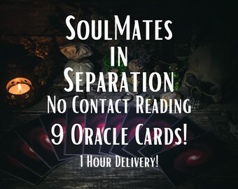 Soulmates in Separation, What Are They Thinking, Hidden Feelings , 9 Card Oracle Reading, 1 Hour Delivery, Same Day
