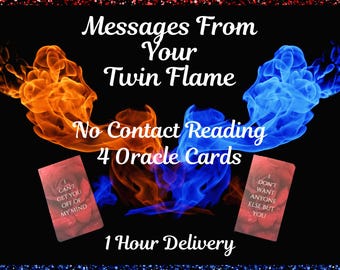 Twin-Flames in Separation Messages, Hidden feelings, Thoughts, Messages from your twin, 4 Card Oracle Reading, 1 Hour Delivery, Same Day