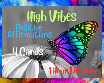 High Vibes Reading, Positive Messages, Uplifting Messages, Inspirational Reading, 4 Card Oracle Reading- 1 Hour Delivery, Self Explanatory,