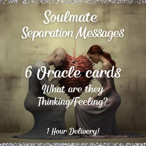 Soulmates in Separation - Hidden Thoughts & Feelings - 6 Card Oracle Reading- 1 Hour Delivery- Same Day