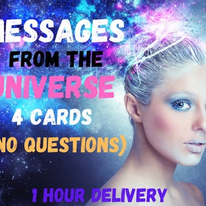 Mensajes del Universo, Sin preguntas, 4 tarjetas de consejos, ¿Qué necesitas saber ahora mismo?, Entrega en 1 hora, Autoexplicativo,