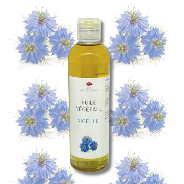 Huile de Nigelle 100 % vegetale huile de soin hydratante nourrissante et regenerante pour la peau et les cheveux