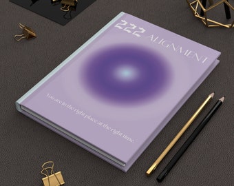 222 Angel Number Aura Hardcover Matte Lined Notebook, Angel Core Aesthetic, 5x8 Notebook, Affirmation Manifest Journal, Wellness Diary gift