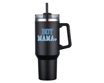 40oz Boy Mama Tumbler with Lid and Straw
