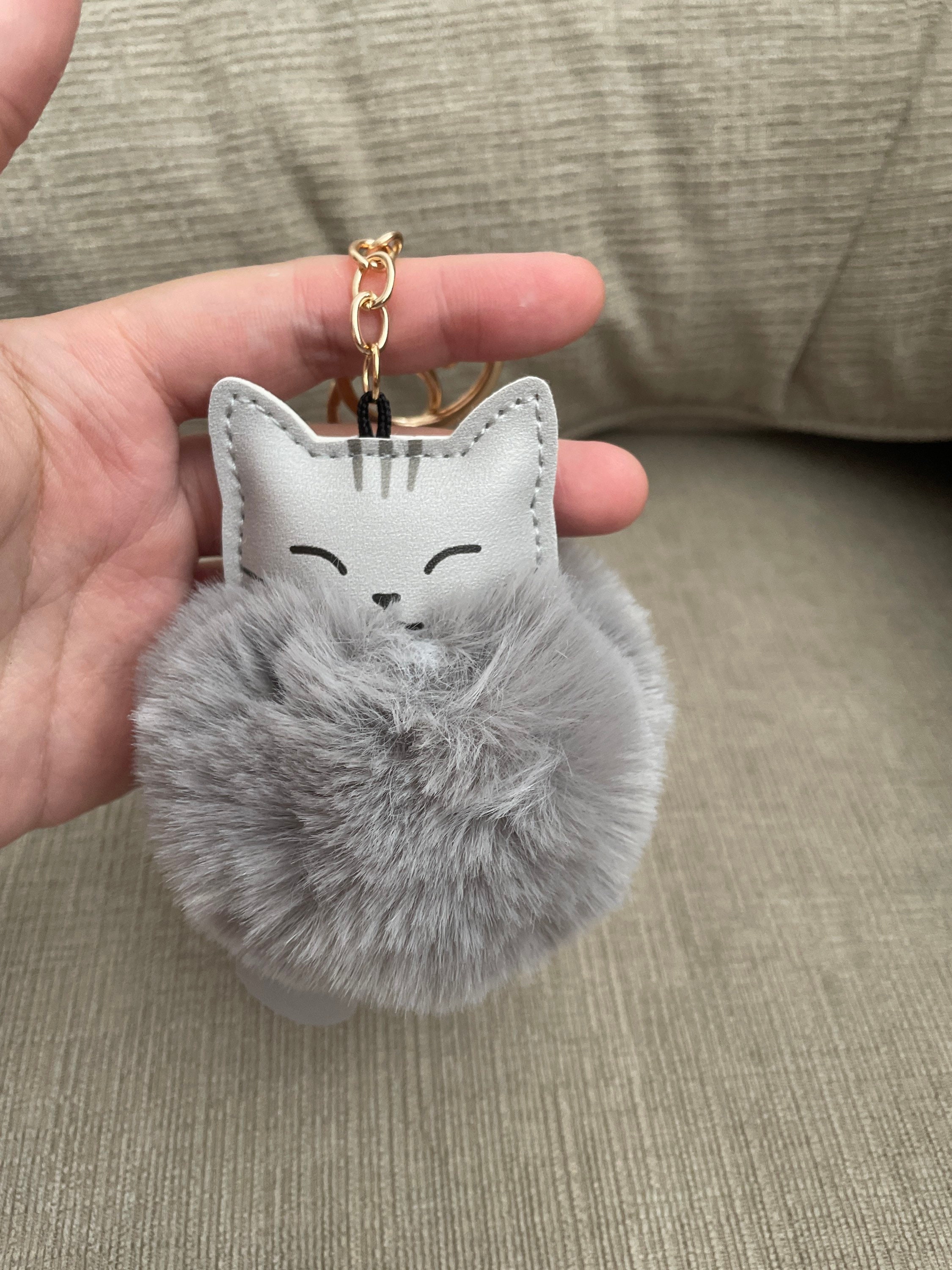 Cat Pom Pom Keychain 