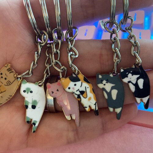 Cat Gold Keychain/ Cat Hanging Keychain / Cat Keychain/cute | Etsy