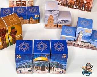 Calendrier Ramadan "Mosquées du Monde", Ramadan Calendar "Mosques of the World", 30 boites à remplir
