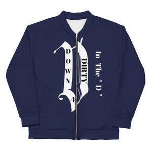 Veste bombardier unisexe bleu marine, veste bombardier bleu marine, veste bombardier unisexe pour lui, veste bombardier pour elle, bombardier, Down N Dirty in the D