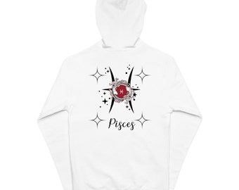 Sudadera con capucha del zodiaco Piscis, regalo de astrología, polar unisex con cremallera