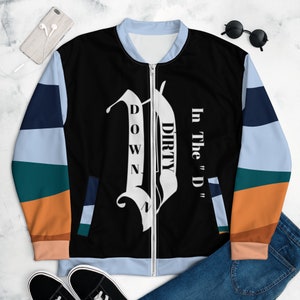 Down N Dirty in the &quot;D&quot; Unisex Bomber Jacket, Comfy Bomber Jacket, Gift for Him, Gift for Her