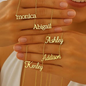 Custom Name Necklace, 14K Gold Plated Name Necklace, Personalized Name Necklace, Birthday Gift for Her, Christmas Gift, Gift for Mom , zx102