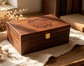 Personalized Wooden Memory Box, Engraved Keepsake Box, Custom Photo Storage Box, Wedding Anniversary Gift, Couple Memory Chest