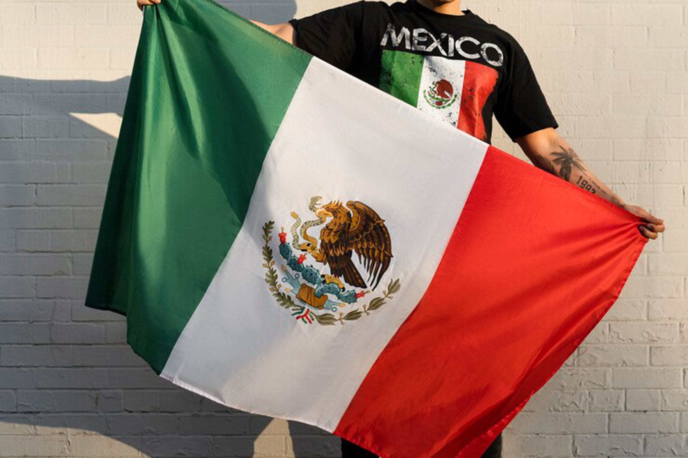 G128 Combo Pack USA American Flag 3x5 ft 75D Printed Stars & Mexico Mexican Flag 3x5 ft 75D Printed