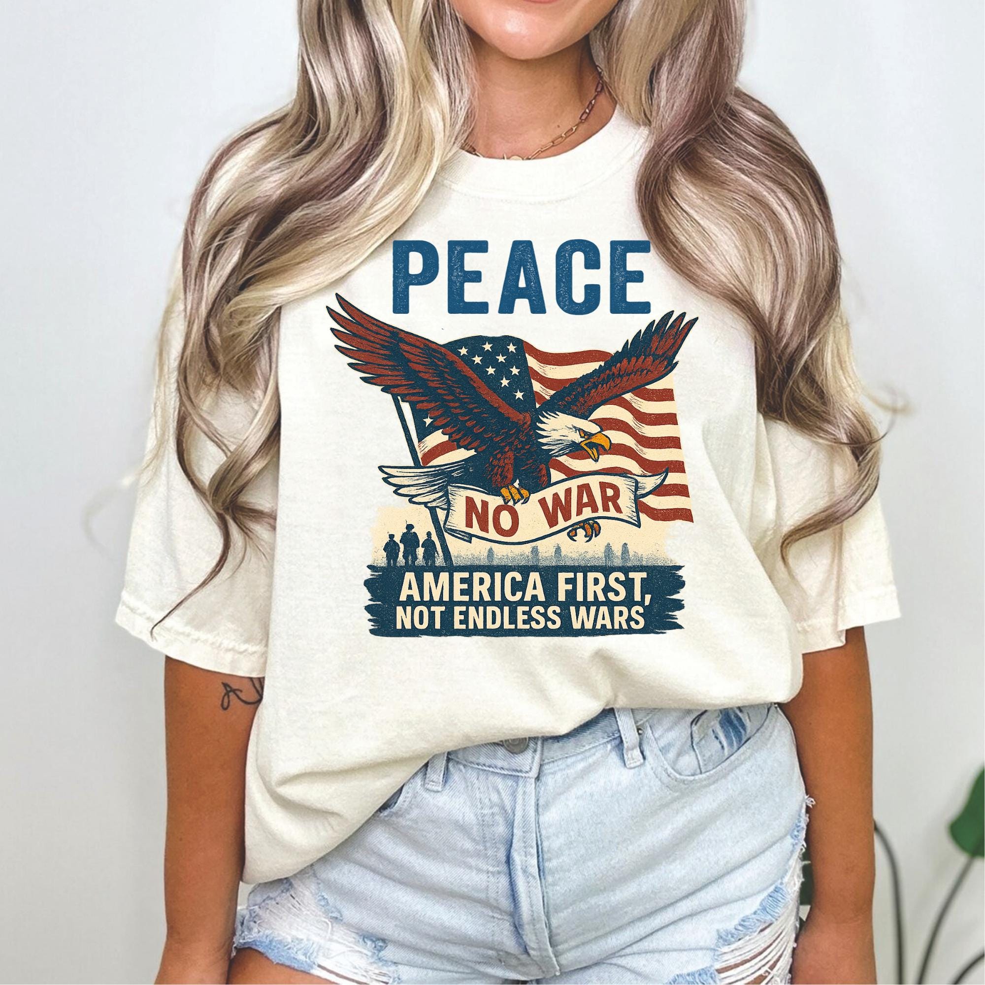 Not Our War America Flag Shirt, Patriotic Anti-War Protest Shirt, Anti War American Flag Shirt, No War Peace Shirt, America First , BKM10