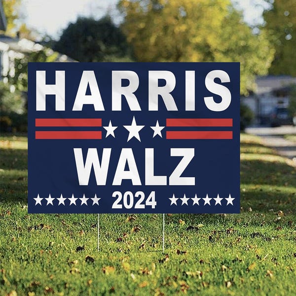 Harris Walz 2024 Yard Sign With Stakes Etsy