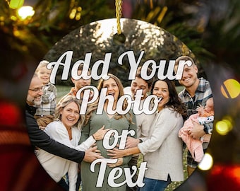 Personalized Christmas Ornaments, Custom  Christmas Photo Tree  Ornaments, Xmas Decor Shower Gifts for Bride, Family, Pets, Baby’s First, QQ