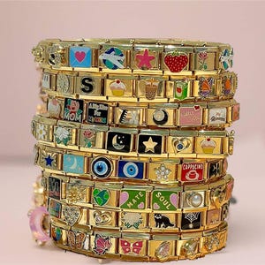 Custom Gold Italian Charm Bracelet: Stainless Steel Personalized Jewelry