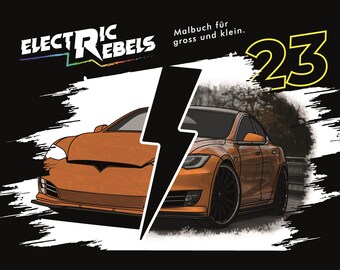 DIGITALE DOWNLOAD | Kleurboek elektrische auto's | Meer dan 40 verschillende eCars om in te kleuren - voor kinderen en volwassenen