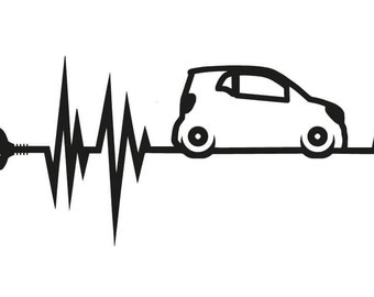DOWNLOAD SVG | Smart EQ Fortwo | Heartbeat Sticker Silhouette Plott | various colors