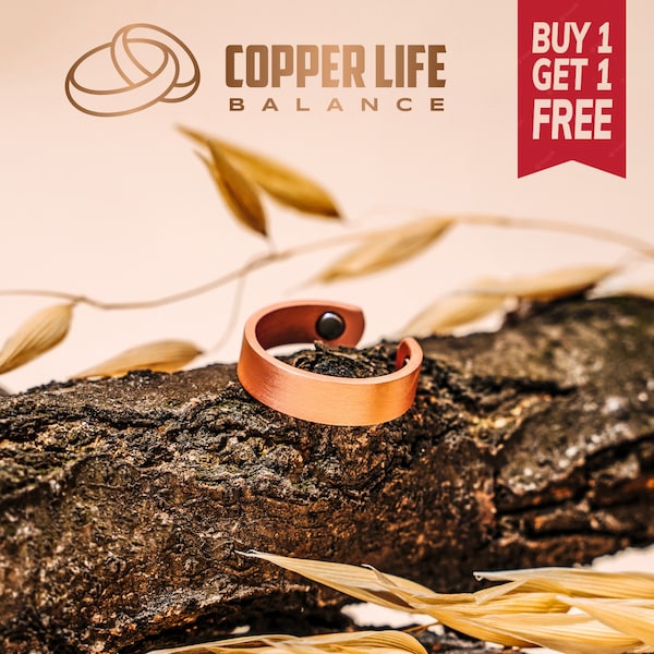 Pure Copper Magnetic Ring Adjustable Solid Copper Rings, Unisex BOGOF