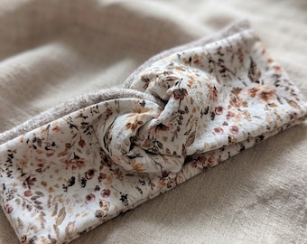 Stirnband  Blumen | Knotenstirnband Boho floral | Ohrenwärmer gefüttert | Headband Herbst Winter | Geschenk