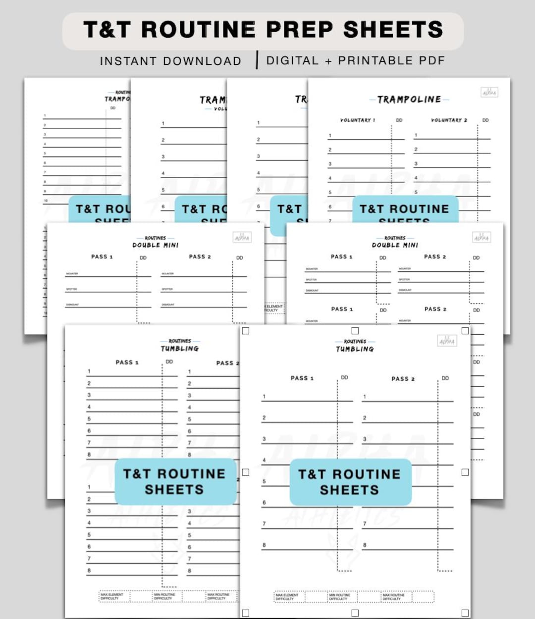 Double Game Routine T&T Routine Planner Sheets | Trampoline, Double Mini and Tumbling ...
