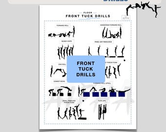 Front Tuck Drills Printable, Gymnastics Training Sheet, Gymnastics Printable, Dance Drill printable, Gymnastics drills printable