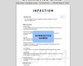 Infection Gymnastics Game Printable, gymnastics workout, printable gymnastics games, Gymnastics Activity for Kids