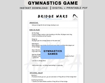 Bridge Wars Gymnastics Game Printable, gymnastics workout, gymnastics game guide, printable gymnastics games, Gymnastics Activity for Kids
