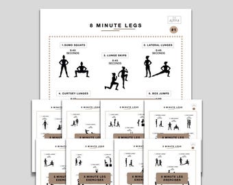8 Minute Leg Exercise Sheets, Gymnastics Training Sheet, Gymnastics Conditioning Printable, Gymnastics drills printable
