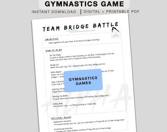 Team Bridge Battle Gymnastics Game Printable, gymnastics workout, printable gymnastics games, Gymnastics Activity for Kids