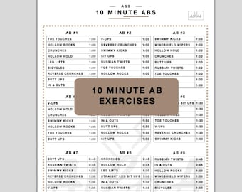 10 Minute Ab Exercise Sheet, Gymnastics Training Sheet, Gymnastics Conditioning Printable,  Gymnastics drills printable