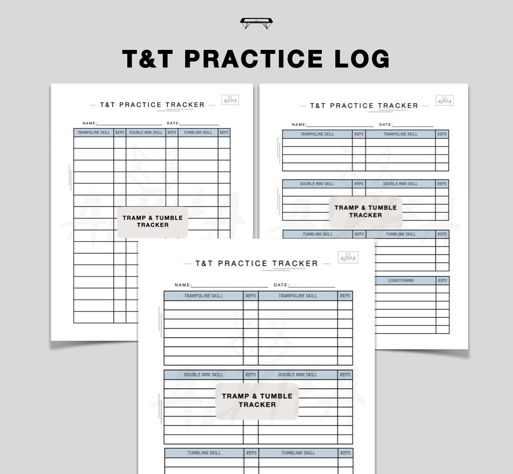 T&T Practice Tracker Printable, Tramp and Tumble Tracker, Gymnastics ...