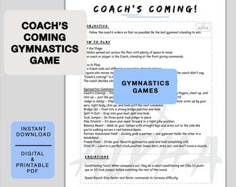 Coach's Coming Gymnastics Game Printable, gymnastics workout, printable gymnastics games, Gymnastics Activity for Kids