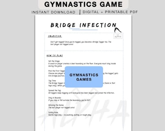 Bridge Infection Gymnastics Game Printable, gymnastics workout, printable gymnastics games, Gymnastics Activity for Kids