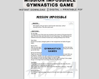 Mission impossible Gymnastics Game Printable, gymnastics workout, printable gymnastics games, Gymnastics Activity for Kids, fun gym games