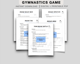 5 Bridge Gymnastics Games Printable, gymnastics workout, printable gymnastics games, Gymnastics Activity for Kids