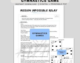 Mission Impossible Relay Gymnastics Game Printable, gymnastics workout, printable gymnastics games, Gymnastics Activity for Kids