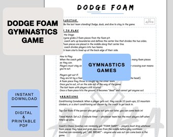 Dodge Foam Gymnastics Game Printable, gymnastics workout, printable gymnastics games, Gymnastics Activity for Kids