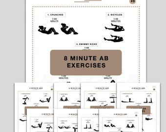 8 Minute Ab Exercise Sheets, Gymnastics Training Sheet, Gymnastics Conditioning Printable,  Gymnastics drills printable