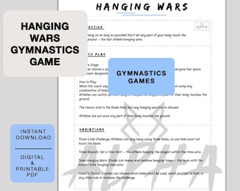 Hanging Wars Gymnastics Game Printable, gymnastics workout, printable gymnastics games, Gymnastics Activity for Kids