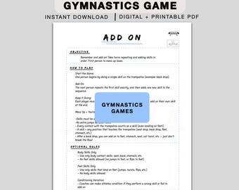 Add On Gymnastics Game Printable, gymnastics workout, gymnastics game guide, printable gymnastics games, Fun Gymnastics Activity for Kids